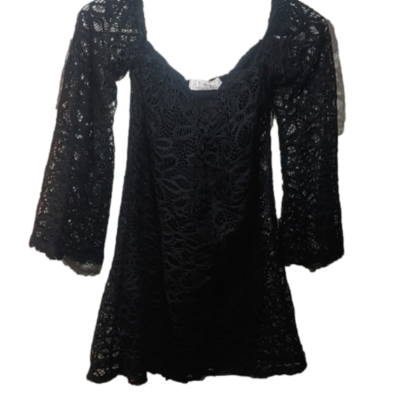 Black Witchy off the shoulder mini dress - Picture 2 of 4